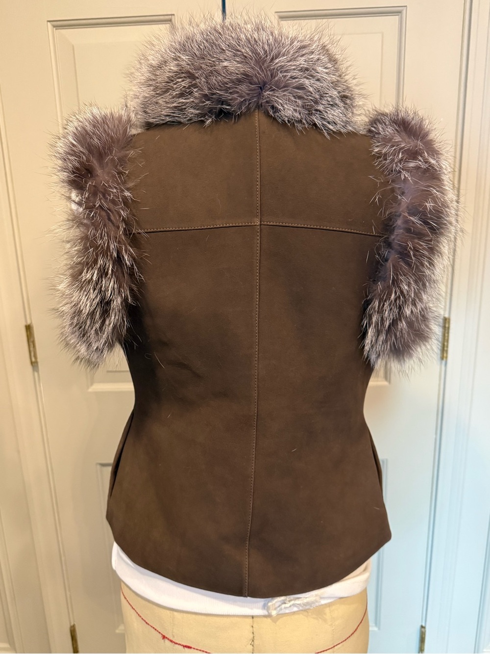 Tyler Boe Fur Foxy Vest Walnut Brown Fur-Trim Women XS NEW NWT - Picture 5 of 7